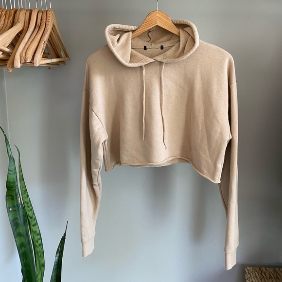Tan Cropped Hoodie - Forever 21 Size XS - Picture 1 of 5